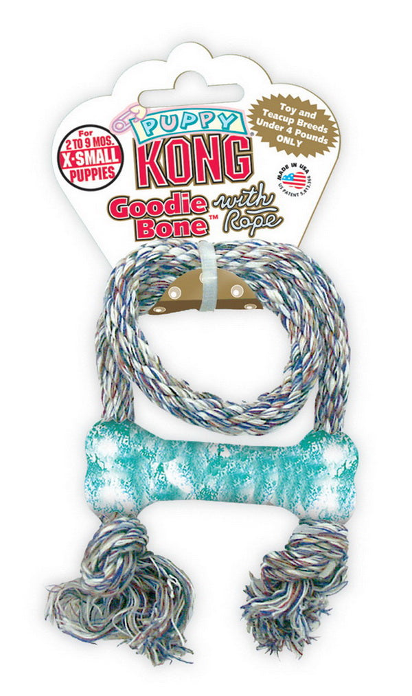 Hvalpelegetøj Goodie bone m/reb X-Small lyseblå el. lyse