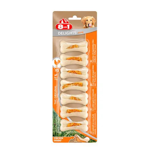 Tyggeben Delights Strong X-Small kylling 7 stk 8 IN 1
