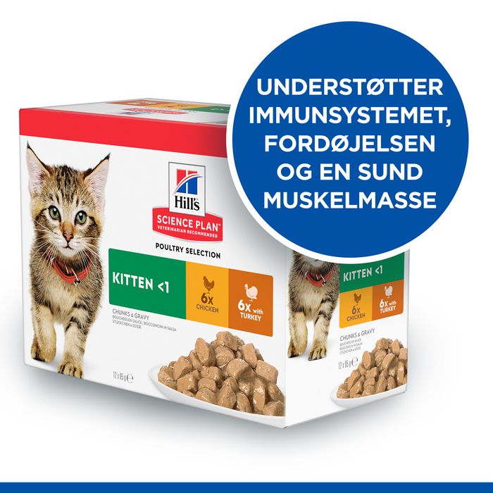 Kitten Healthy Dev., menu pou kylling & kalkun 12x85 g