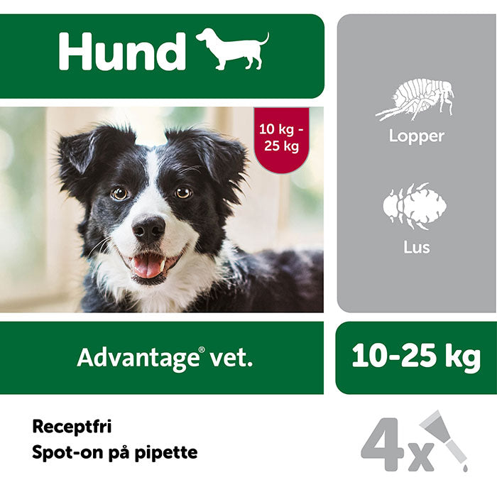 Loppemiddel 10-25 kg 4 x 2,5 ml hund