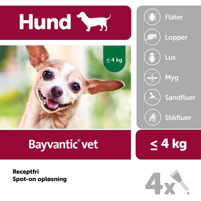 Flåt- og loppemiddel 4x0,4ml til hund 1,5-4 kg