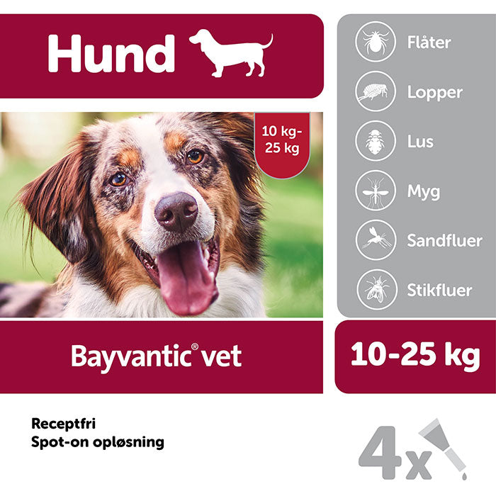 Flåt- og loppemiddel 10-25 kg 4x2,5ml hund