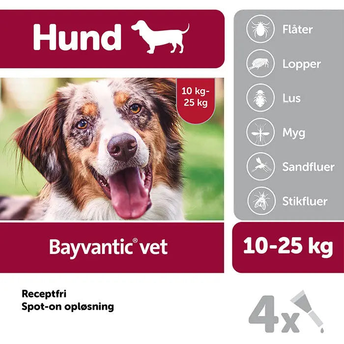 Flåt- & loppemiddel hund 10-25 kg - 4x2,5 ml - Maxi Zoo Danmark