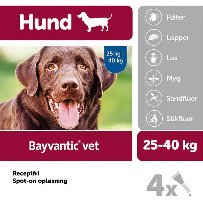 Flåt- & loppemiddel hund 25-40 kg - 4x4,0 ml - Maxi Zoo Danmark