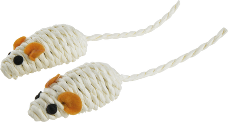 Kattelegetøj sisalmus 5 cm hvid