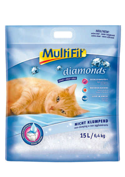 Kattegrus Diamonds silikat ikke klumpende 15 l