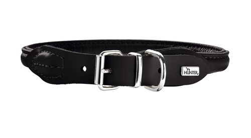 Læder rund halsbånd Elg 38-42 cm 8 mm bred sort