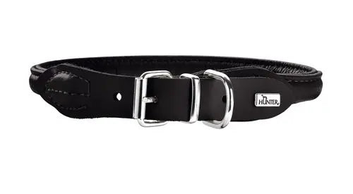 Læder rund halsbånd Elg 47-51 cm 10 mm bred sort - Maxi Zoo Danmark