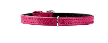 Læderhalsbånd Tiny Petit 13,5-17,5 cm x 0,8 cm pink