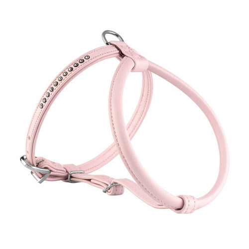 Kunstlædersele Barcelona m/swarovski 25x27-33 cm rosa