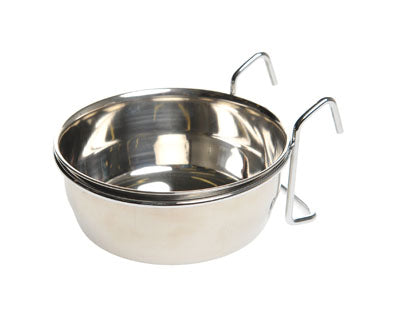 Rustfri foder- og vandskål med krog 300 ml