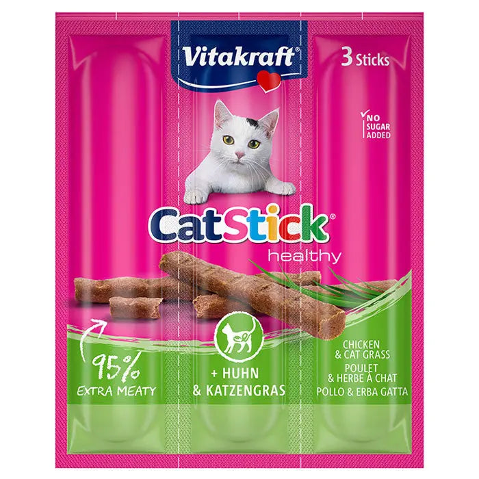 Cat-Stick Healthy kylling & kattegræs 3x6 g - Maxi Zoo Danmark