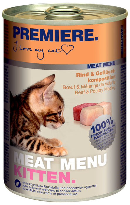 Kitten Meat Menu, dåse okse & fjerkræ 400 g