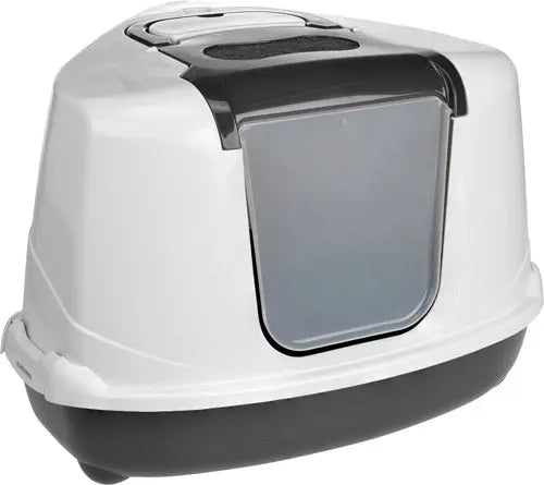 Hjørnetoilet Flip Corner 55 x 45 x 39 cm mørkegrå & hvid - Maxi Zoo Danmark