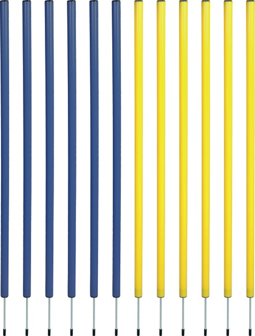 Agility slalom pinde 12 stk blå/gul