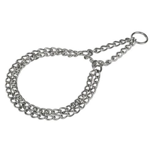 Dobbelt rustfri stål halsbånd L, 55 cm <44 kg