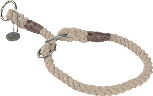 Bomulds halsbånd S 40 cm beige rund