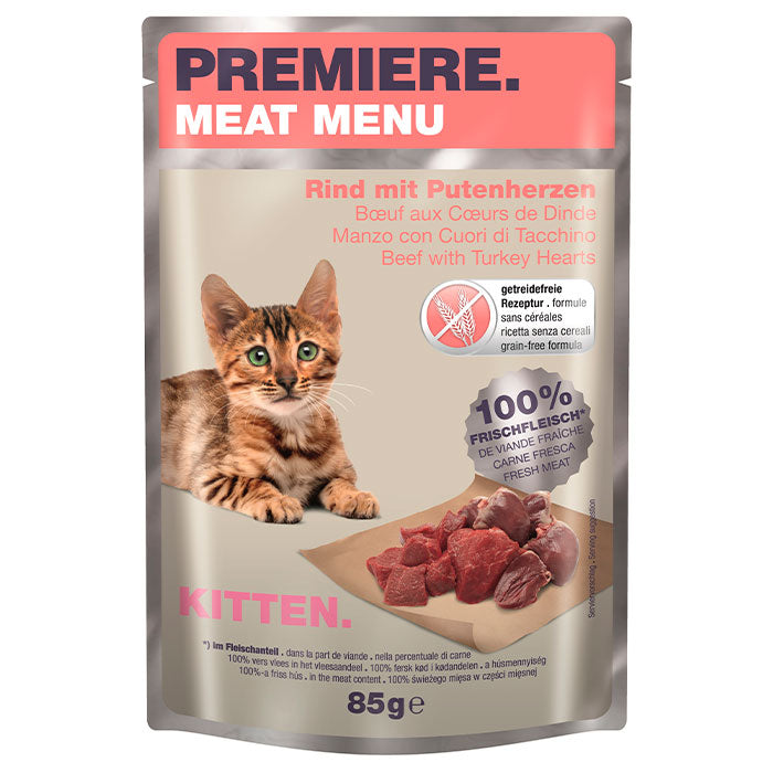 Kitten Meat Menu, pouch okse & kalkun 85 g