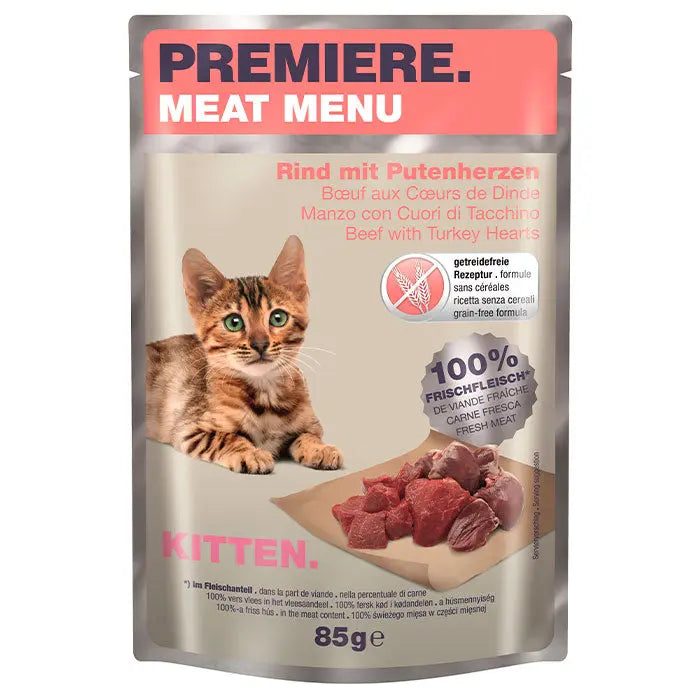 Kitten Meat Menu, pouch okse & kalkun 85 g - Maxi Zoo Danmark