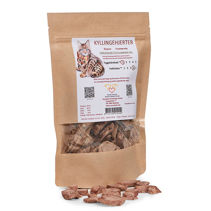 Kyllingehjerter frysetørrede Godbid 50 g