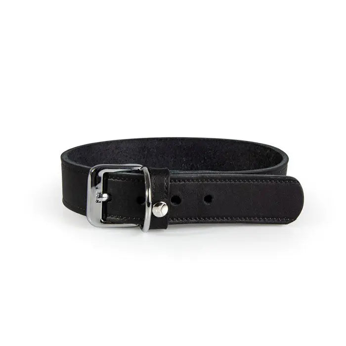 Læder halsbånd Weinheim 28-34 cm sort bred - Maxi Zoo Danmark