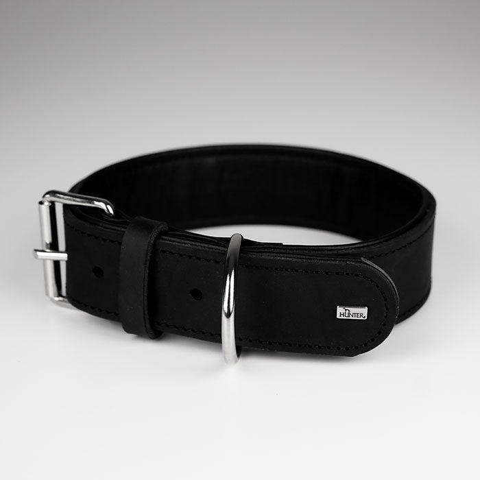 Læderhalsbånd Okse XL 75 cm sort