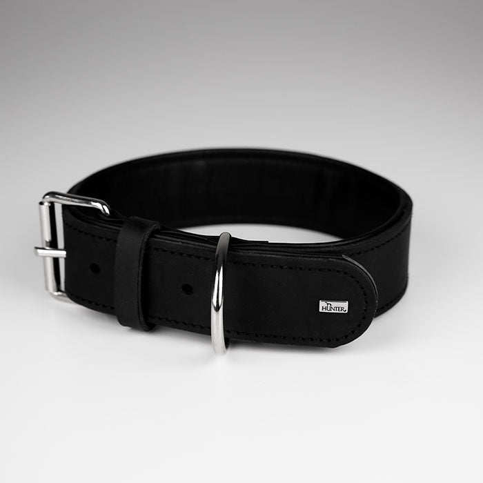 Læderhalsbånd Okse XL 80 cm sort