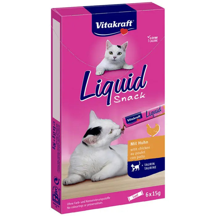 Cat Liquid Snack fjerkræ, taurin 6x15g - Maxi Zoo Danmark