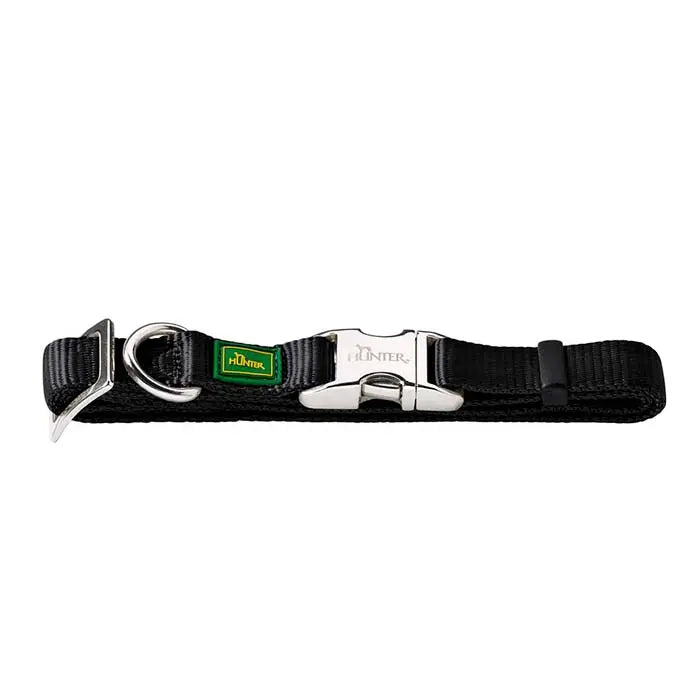 Nylonhalsbånd Alu-Strong Basic L 40-55 cm sort HUNTER