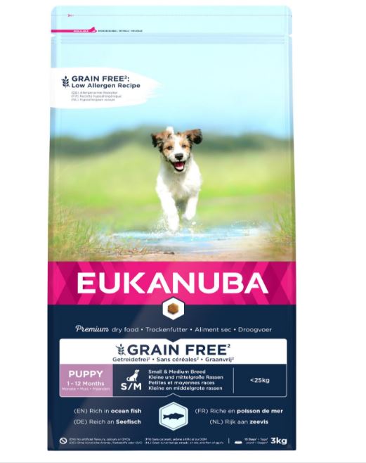 Puppy & Junior Small/Medium Kornfri Fisk 3 kg