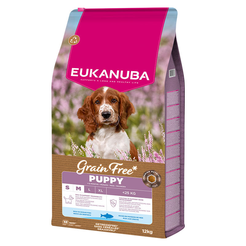 Puppy & Junior Small/Medium Kornfri Fisk 12 kg - Maxi Zoo Danmark