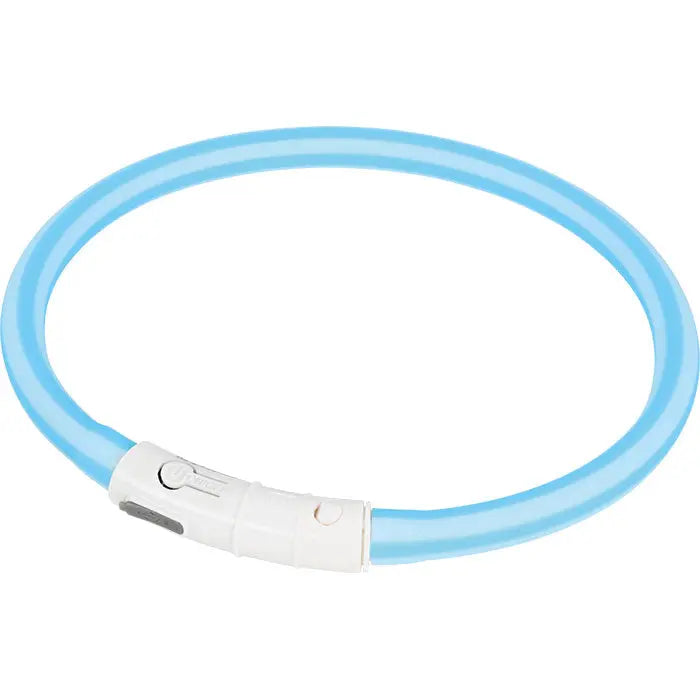 Lyshalsbånd Blinking Silikone 45 cm blå stribet - Maxi Zoo Danmark