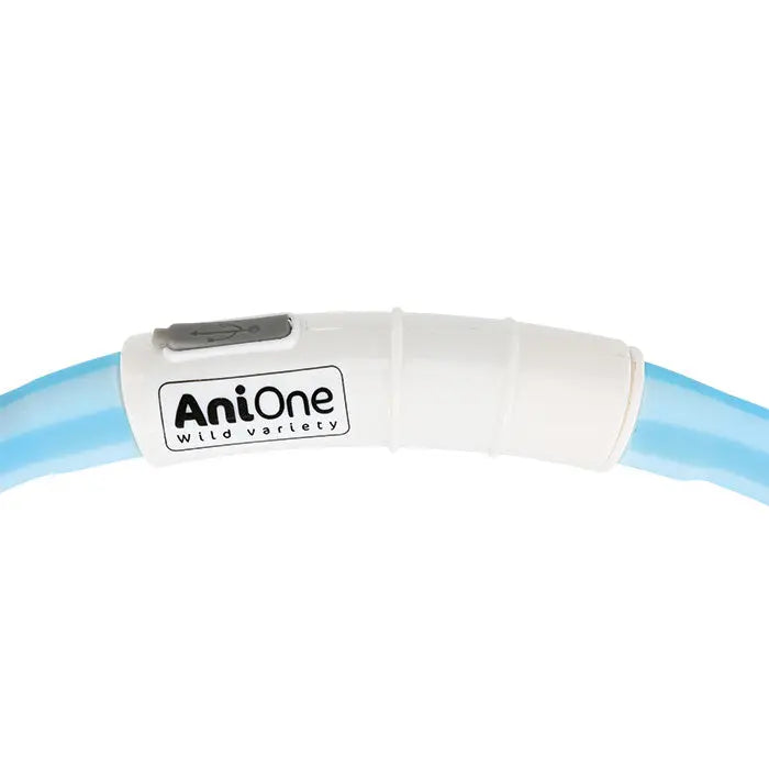 Lyshalsbånd Blinking Silikone 45 cm blå stribet - Maxi Zoo Danmark