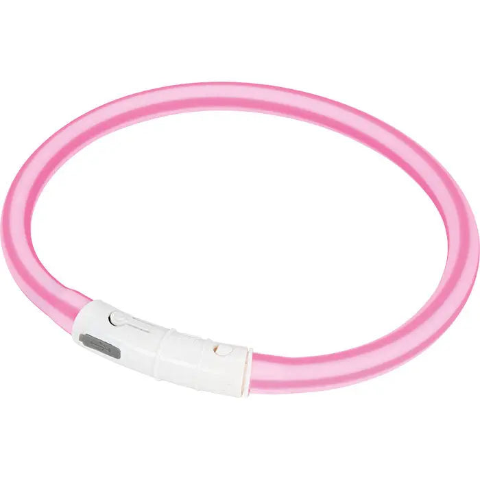 Lyshalsbånd Blinking Silikone 65 cm pink stribet - Maxi Zoo Danmark