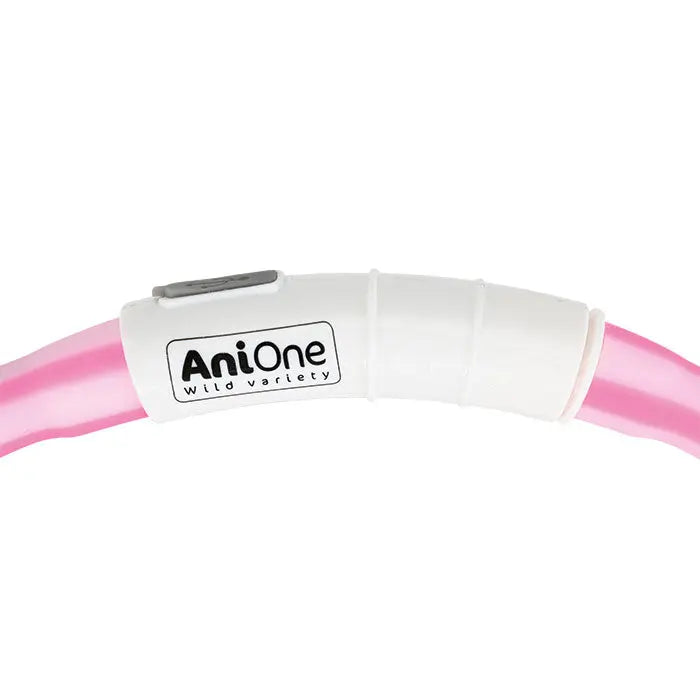 Lyshalsbånd Blinking Silikone 45 cm pink stribet - Maxi Zoo Danmark