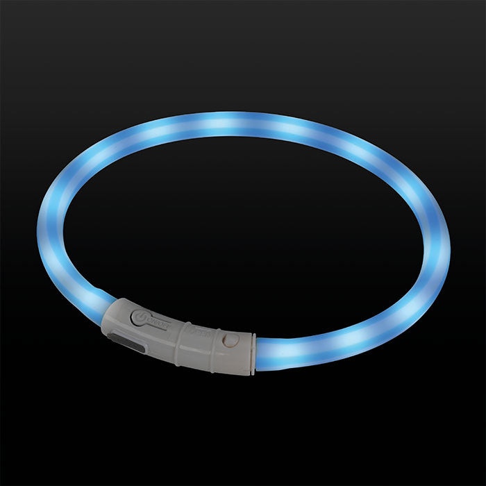 Lyshalsbånd Blinking Silikone 65 cm blå stribet
