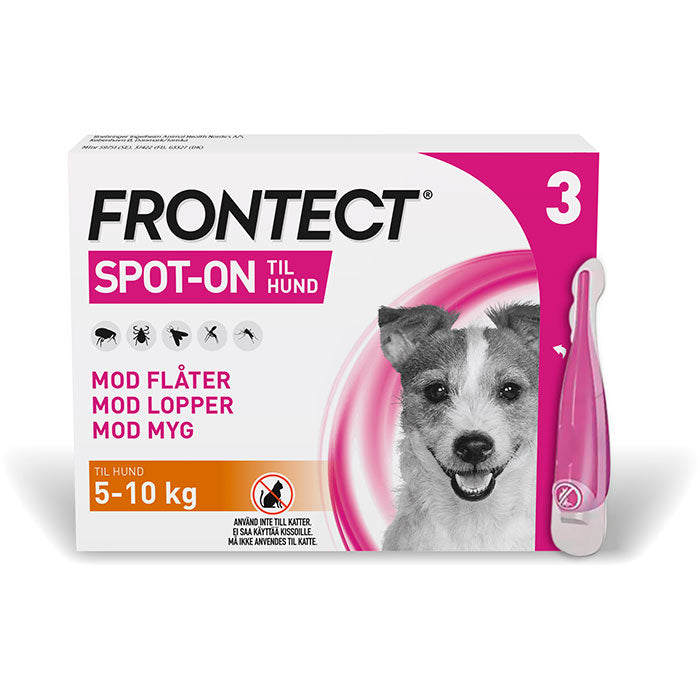 Flåt-,Myg-& Loppemiddel Spot-on 5-10 kg 3x1 ml