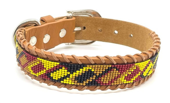 Læderhalsbånd Gul