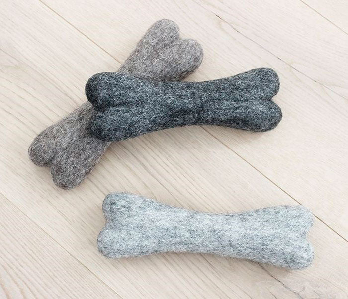 Hundelegetøj Bones 22x7x5 cm uld brun