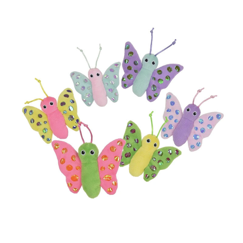 Kattelegetøj sommerfuglca. 8x12 cm ass. farver