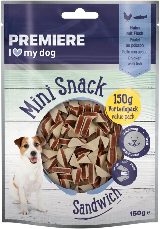 Mini Sandwich fisk 150 g - Maxi Zoo Danmark
