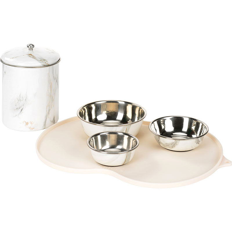 Rustfri skål marmor - Maxi Zoo Danmark