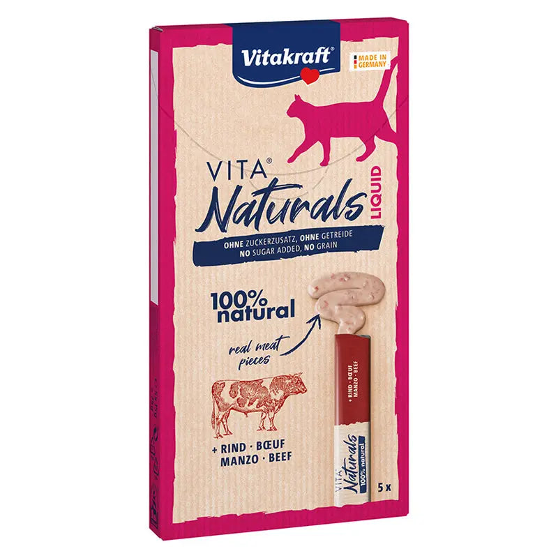 Vita Naturals Liquid snack okse 5x15 g - Maxi Zoo Danmark