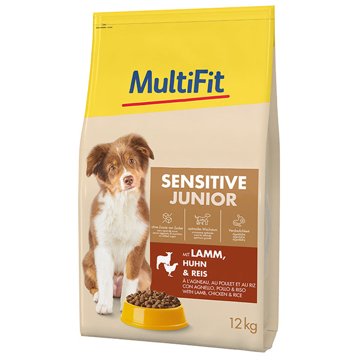 Junior Sensitive lam, kylling & ris 12 kg