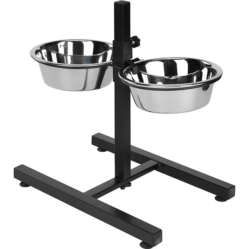 Foderstativ m/skåle rustfri stål - Maxi Zoo Danmark