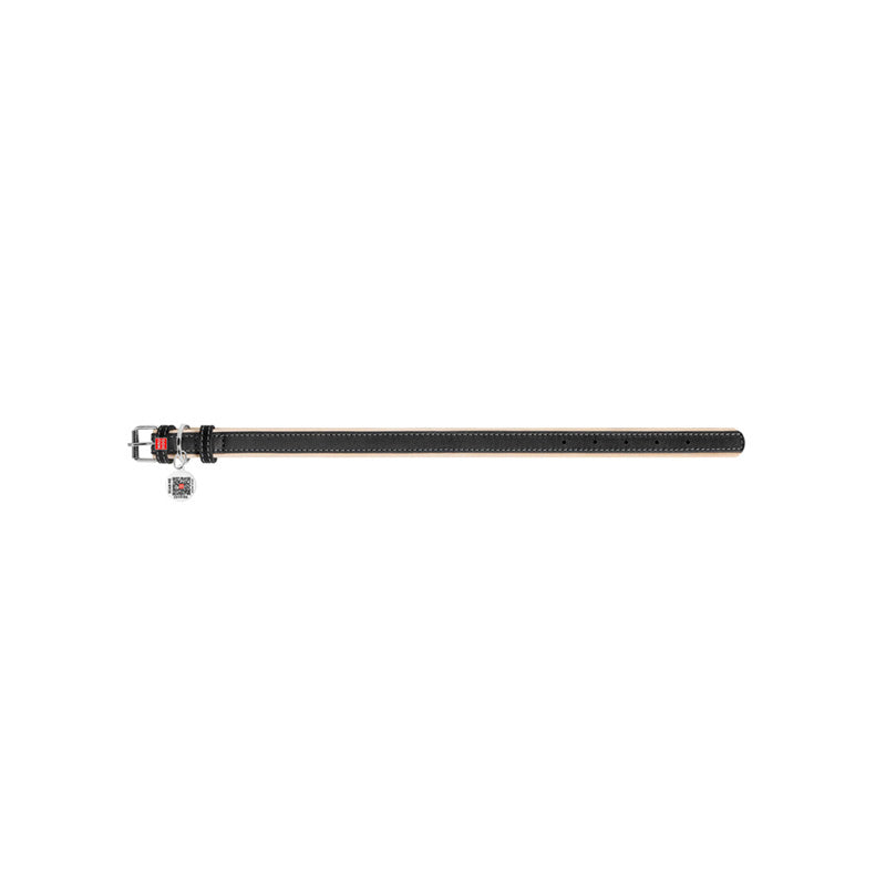 Læderhalsbånd Soft Sort 25 mm - 38-49 cm
