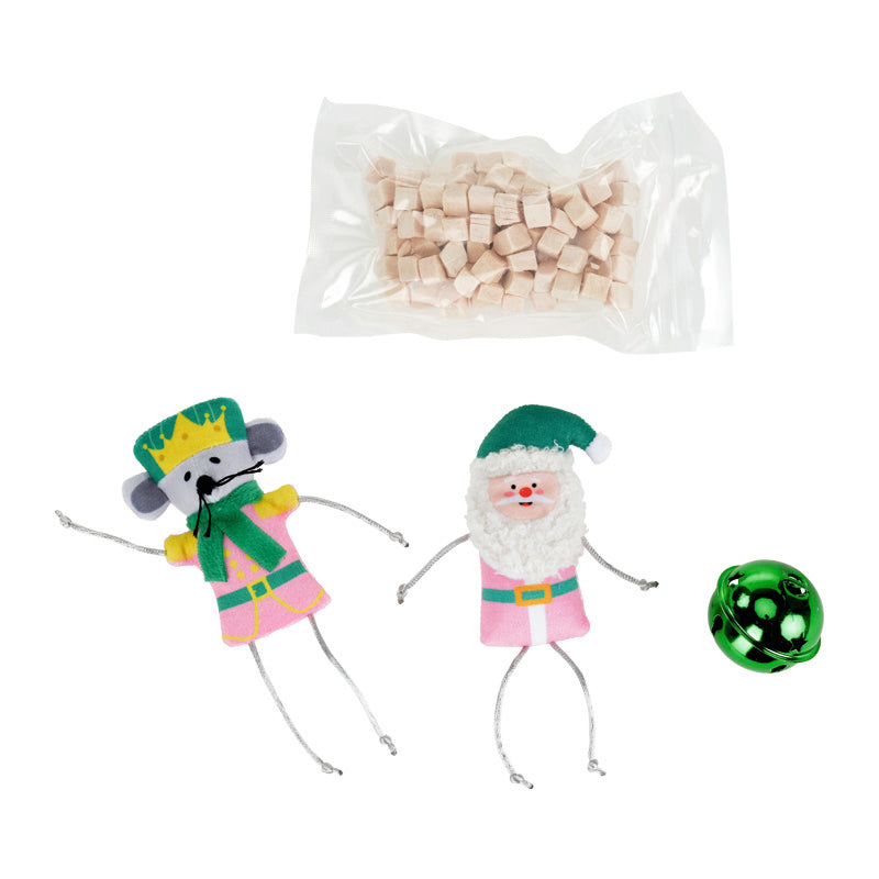 Gavesæt legetøj & snacks XMAS 3-pak kattelegetøj + tern m/kylling, 30 g