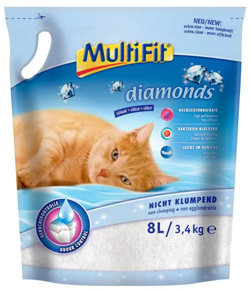 Kb MULTIFIT Kattegrus "Diamonds" ikke klumpende 8 l / 3,4 kg her Maxi Zoo  Danmark