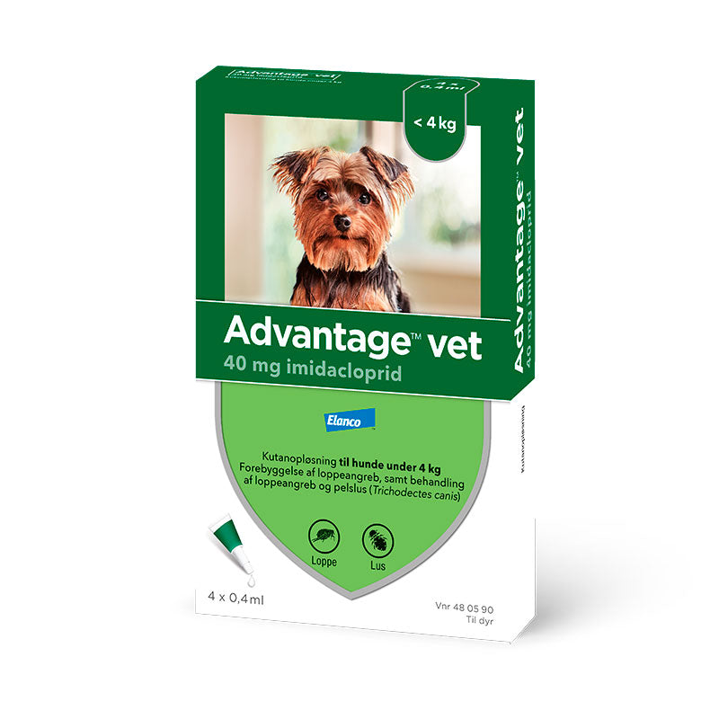 Loppemiddel 0-4 kg 4 x 0,4 ml hund