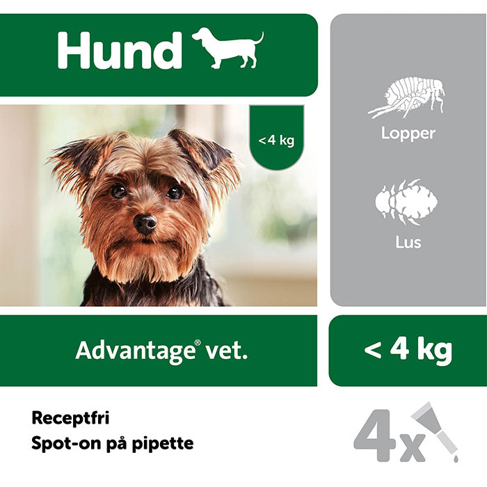 Loppemiddel 0-4 kg 4 x 0,4 ml hund